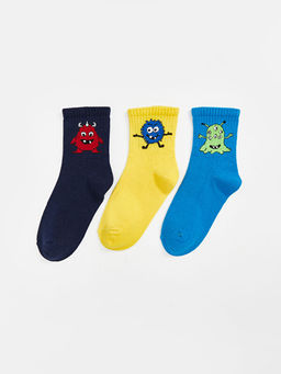 Desenli Erkek ?ocuk Soket ?orap 3l?
