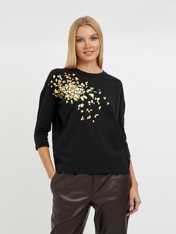 футболка женская черная с принтом