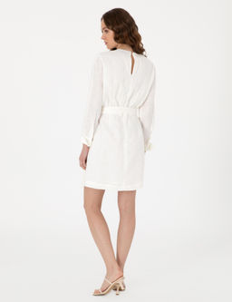 Beyaz Regular Fit Dokuma Elbise - Pierre cardin фото 4