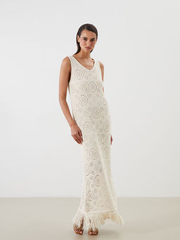 V Yaka Ajurlu Triko Elbise