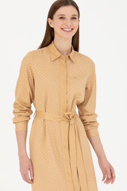 Женское тканое платье песочного цвета - U.s. polo assn фото 10