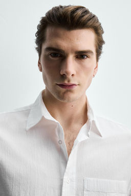 CAMISA REGULAR FIT EFECTO ARRUGADO / Blanco - Zara фото 5