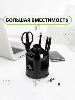 Настольная подставка Mini Desk, пластиковая, вращающаяся, черная - Calligrata фото 11