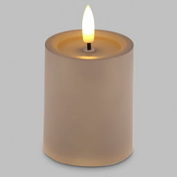 Свеча интерьерная, светодиодная на батарейках д6см h7,5(10)см, свет теплый, с мерцанием, матовый пластик, цвет бежевый, питание от 2-х батареек ААА (в комплект не входят) (Китай)