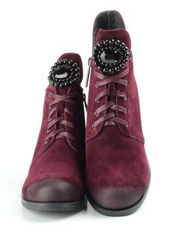 04-R181-3 BURGUNDY Ботинки зимние женские (натуральная замша, натуральный мех) - Фабричный китай фото 16