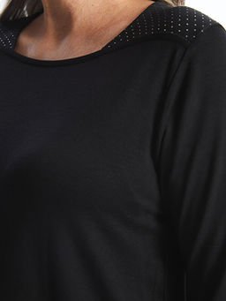 Kare Yaka Parlak Ta?l? Uzun Kollu Kad?n Bluz