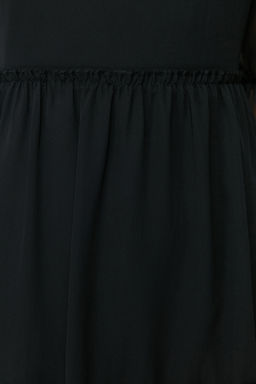 Trendyolmilla Mavi Duz Belden Ac?lan Dik Yaka Buzgulu Mini Astarl? Dokuma K?sl?k Elbise TWOAW20EL0345  фото 6