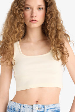 Fitted Kare Yaka Fitilli Ka_korse Crop Atlet