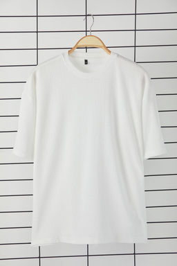 TRENDYOL MAN Ekru Oversize/Genis Kesim Dokulu T-Shirt TMNSS25TS00043 - Trendyolmilla фото 14