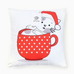 Наволочка декоративная новогодняя Этель. Новогодняя чашка в горошек 40?40 см
