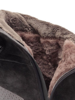 02-YF189-201M DK.GREY Полусапоги зимние женские (натуральная замша, натуральный мех (еврозима))
