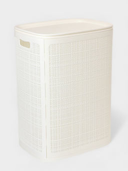 Плетёная корзина для белья с крышкой "Лён" 75л 43×32×60см, цвет белый