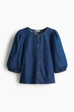 Blusa denim con mangas globo