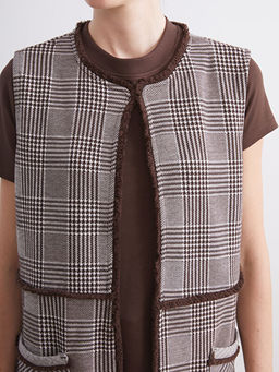 Bisiklet Yaka Ekose Kad?n Yelek