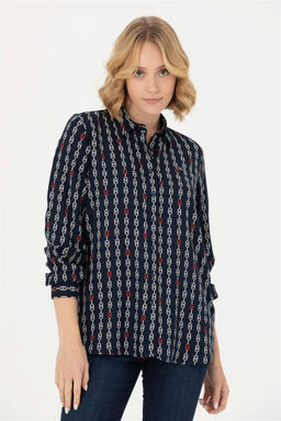 Женская темно-синяя рубашка с длинным рукавом Неожиданная скидка в корзине - U.s. polo assn фото 3