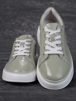 05-PDD215-3 GRAY GREEN Кроссовки женские (натуральная кожа)