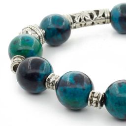 Браслет хризоколла 12мм (имитация) с черепахой - Agat77 фото 2