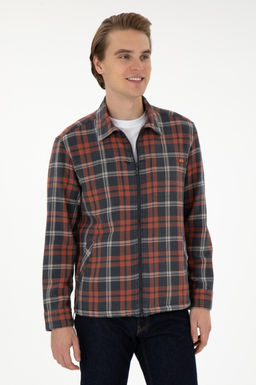 Мужская рубашка с длинным рукавом кирпичного цвета Неожиданная скидка в корзине