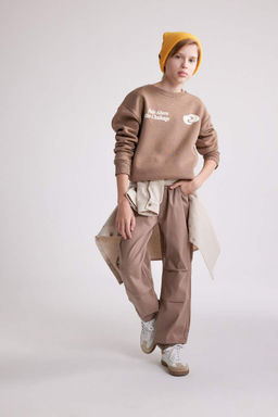 Габардиновые брюки-джоггеры для мальчиков со шнуровкой на талии и эластичными карманами на штанинах