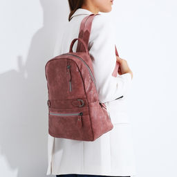 Рюкзак женский из искусственной кожи на молнии, 2 кармана, цвет розовый - Simaland фото 6