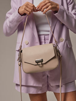 Сумка кожаная через плечо Azaro 3684 бежевый жемчуг