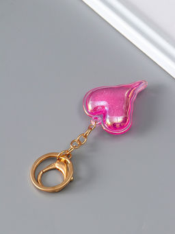 Цена за 12 шт. Брелок для ключей на кольце с карабином Розовое сердце, мыльный пузырь. Голография, пластик, 5.2?4.2?1.2 см - Simaland фото 3