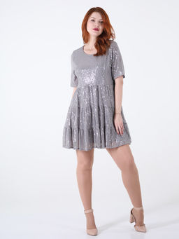 Платье серебряное нарядное