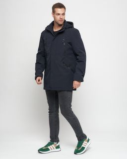 Парка спортивная мужская с капюшоном темно-синего цвета 3369TS - Wonderrman фото 3