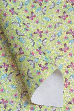 Кожзам с блестками "Бабочки" А4 (5 листов) SF-7206, желтый №2