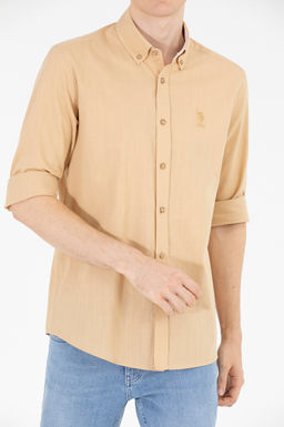 U. S. Polo Assn Мужская рубашка светло-коричневого цвета с длинным рукавом - U.s. polo assn фото 6