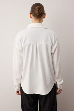 Siyah Selanik Polo Yaka Dugmeli Oversize Gomlek TWOAW26GO00117 - Trendyolmilla фото 5