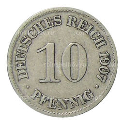 Монета 10 пфеннигов 1907 года A Германия