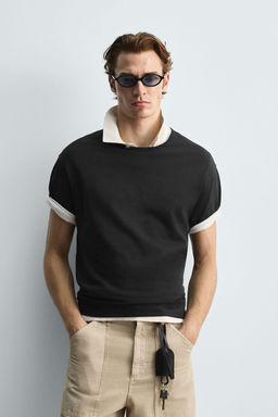 HEAVYWEIGHT RIBBED TRIM T-SHIRT - Zara фото 2