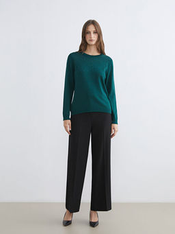 Bisiklet Yaka Ta?l? Kad?n Triko Kazak