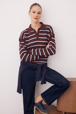 Wardrobe Essentials Lacivert Premium/Ozel Iplik Polo Yaka Triko Kazak | TWOAW26KZ00060 - Trendyolmilla фото 20