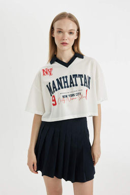 Футболка Cool Oversize с короткими рукавами и принтом - Defacto фото 5