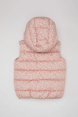 Пуховик с капюшоном и узором для маленьких девочек - Defacto фото 5