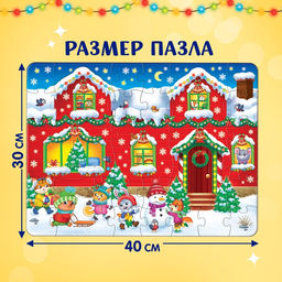 Цена за 2 шт. Пазлы с окошками «Новогодняя ночь», 6 окошек, 26 деталей