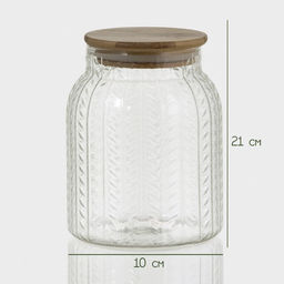 Банка для сыпучих BellaTenero «Эко. Хрусталик», 1 л, 11×14.5 см, с бамбуковой крышкой, стекло, прозрачная