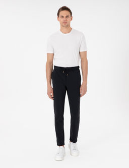 Lacivert Slim Esnek Jogger Fit Kanvas Pantolon
