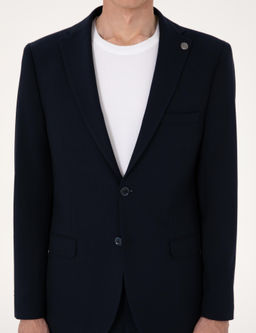 Lacivert Slim Fit Tak_m Elbise