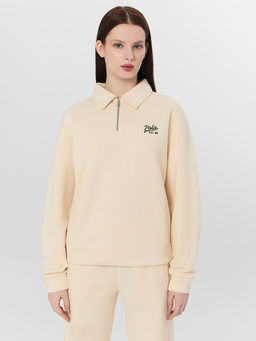 Джемпер женский молочный с застежкой-молнией