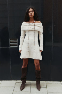 Vestido off-the-shoulder en punto de canal? - H&m фото 6