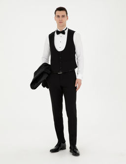 Смокинг Siyah Ex Slim Fit с жилетом черный