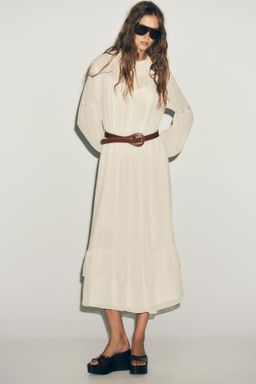 COTTON GAUZE DRESS WITH BELT