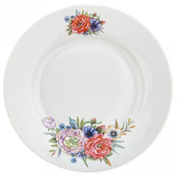 Тарелка мелкая фарфоровая Розы 3D 2 вариант д200мм, h25мм, гладкий край (Россия)
