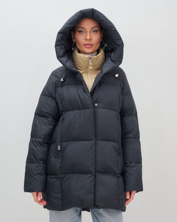 Куртка двубортная женская зимняя с капюшоном черного цвета 7736Ch Бренд: Visdeer  фото 2