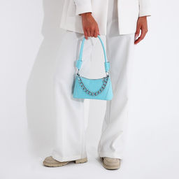 Сумка-багет на молнии, цвет голубой - Simaland фото 7