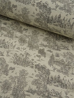 Хлопколен Туаль де Жуи - прованс цв.кофейный (на суровом), ш.1.4м, лен-15%, хл-85%, 125гр/м.кв