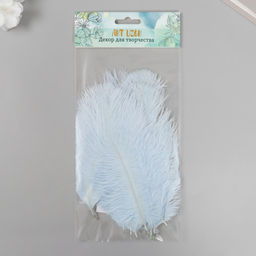 Цена за 10 шт. Перо декоративное страуса "Голубое небо" h=15-20 см